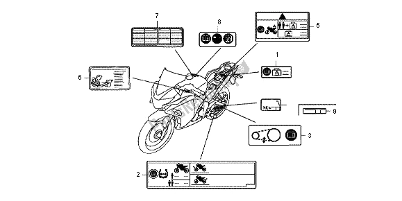 Wszystkie części do Etykieta Ostrzegawcza Honda CBR 125 RS 2013