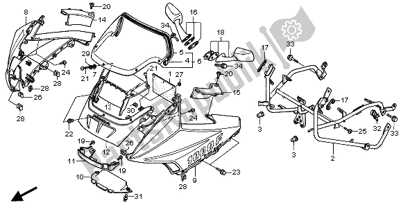 Alle onderdelen voor de Bovenste Kap van de Honda CBR 1000F 1995