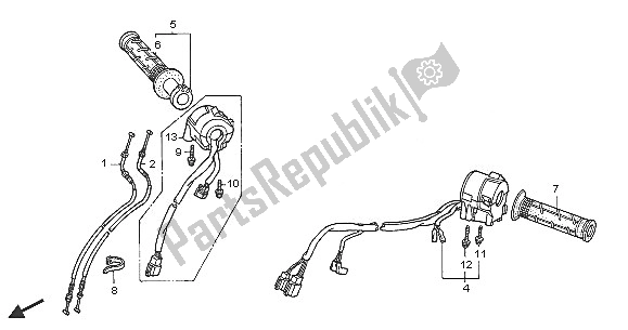 Tutte le parti per il Interruttore E Cavo del Honda VFR 800A 2005