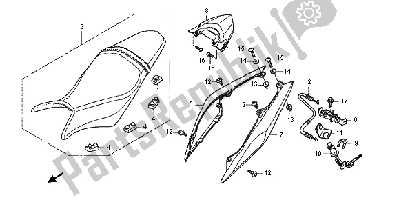 All parts for the Seat & Rear Cowl of the Honda CB 600F Hornet 2012