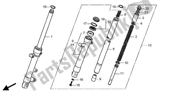 All parts for the Front Fork of the Honda CBR 125R 2004