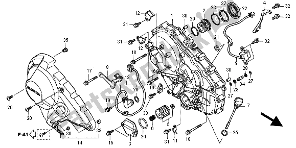 All parts for the Right Crankcase Cover of the Honda NC 700 XD 2012