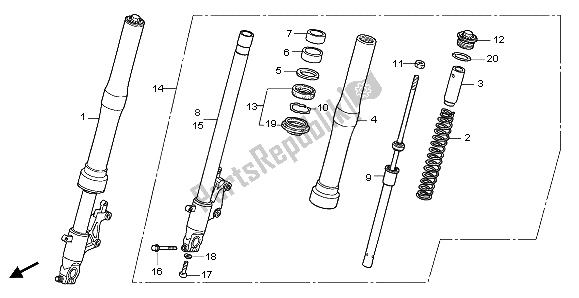 All parts for the Front Fork of the Honda CB 600 FA Hornet 2007