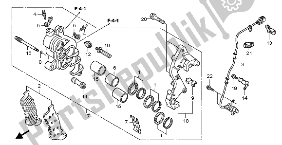 All parts for the Front Brake Caliper (r) of the Honda CBF 600 SA 2009