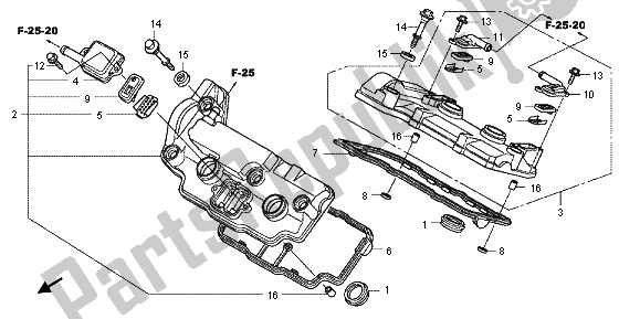 Toutes les pièces pour le Le Couvre-culasse du Honda VFR 1200F 2012