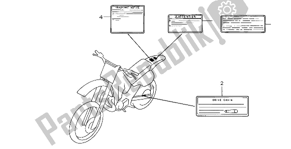 Todas las partes para Etiqueta De Precaución de Honda CR 500R 1997