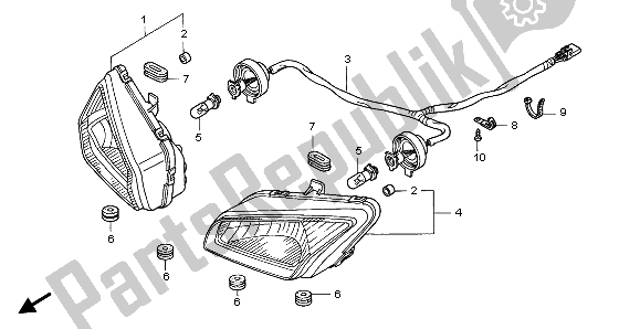 Tutte le parti per il Faro del Honda TRX 400 FA Fourtrax Rancher AT 2004