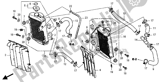 All parts for the Radiator of the Honda CRF 250R 2014