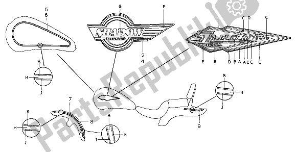 Toutes les pièces pour le Rayure Et Marque du Honda VT 1100C 1995