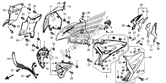 Tutte le parti per il Cappuccio Medio del Honda VFR 1200 XD 2013