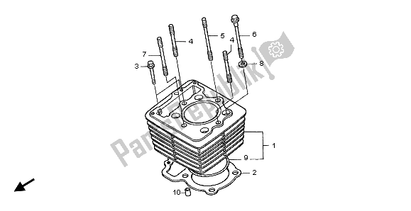 Alle onderdelen voor de Cilinder van de Honda TRX 400 EX Fourtrax 2001