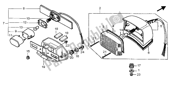 Tutte le parti per il Fanale Posteriore del Honda CMX 250C 1997