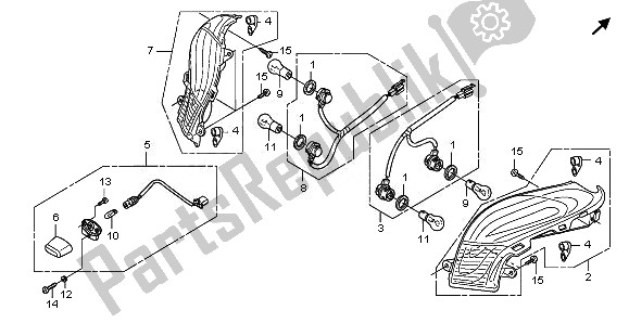 All parts for the Rear Combination Light of the Honda FES 125 2010