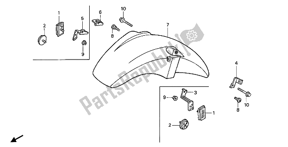 All parts for the Front Fender of the Honda VFR 750F 1992