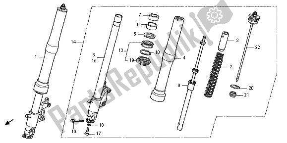 Todas las partes para Tenedor Frontal de Honda CB 600F Hornet 2012