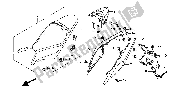 Alle onderdelen voor de Zitting En Achterkap van de Honda CBR 600F 2011
