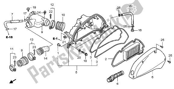 All parts for the Air Cleaner of the Honda PES 125R 2009