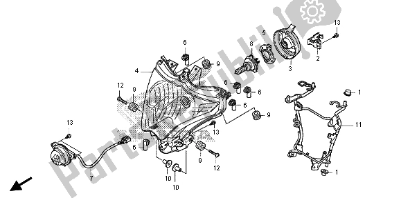 Todas as partes de Farol do Honda CB 1000R 2013