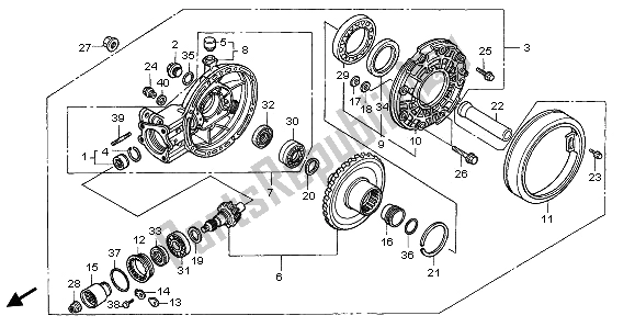 Tutte le parti per il Ingranaggio Finale Guidato del Honda GL 1500 SE 1997