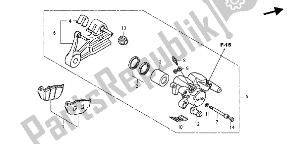 Todas as partes de Pinça De Freio Traseiro do Honda CBR 125R 2013