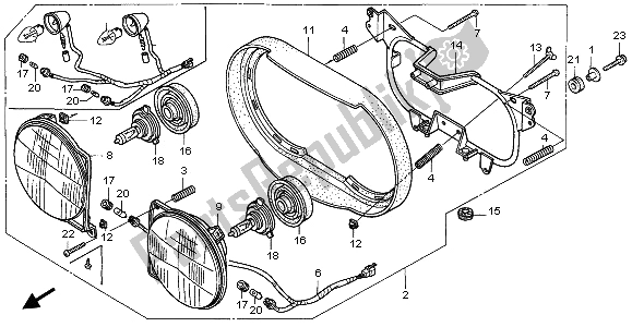 Alle onderdelen voor de Koplamp (uk) van de Honda XRV 750 Africa Twin 1996