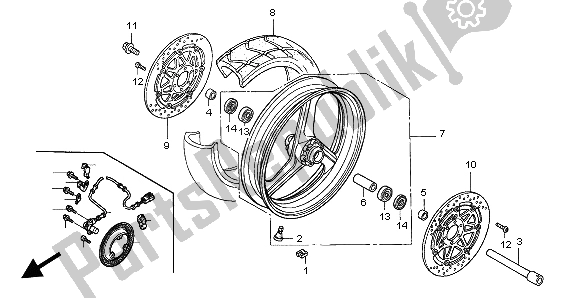 Tutte le parti per il Ruota Anteriore del Honda XL 1000V 2004