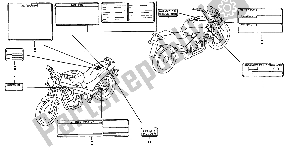 Todas las partes para Etiqueta De Precaución de Honda NTV 650 1995