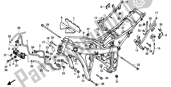 Todas las partes para Cuerpo Del Marco Y Enfriador De Aceite de Honda CBR 600F 1990