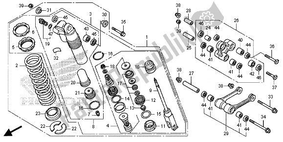 All parts for the Rear Cushion of the Honda CRF 150R SW 2014