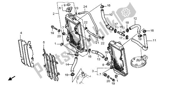 Toutes les pièces pour le Radiateur du Honda CR 250R 2000