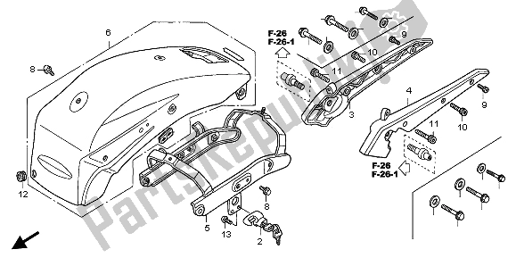 All parts for the Rear Fender & Grab Rail of the Honda VTX 1800C 2003