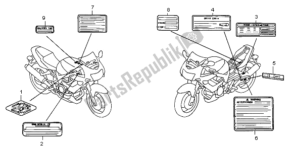 All parts for the Caution Label of the Honda VTR 1000F 2006