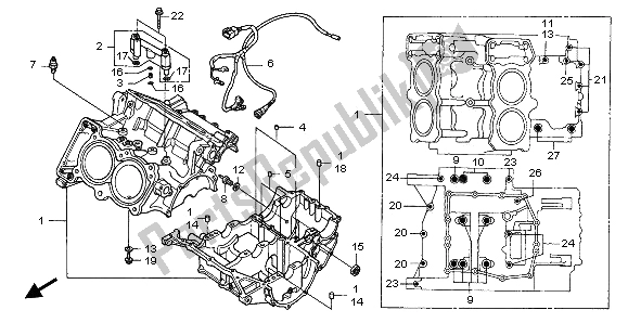 All parts for the Crankcase of the Honda RVF 750R 1995