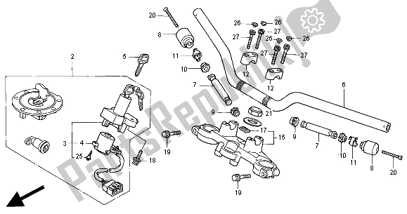 Todas las partes para Manejar Tubo Y Puente Superior de Honda CB 500 2000