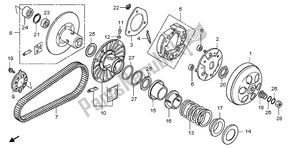 All parts for the Driven Face of the Honda NSS 250S 2011