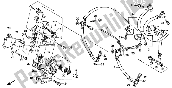 All parts for the Second Master Cylinder of the Honda CBR 1000F 1993