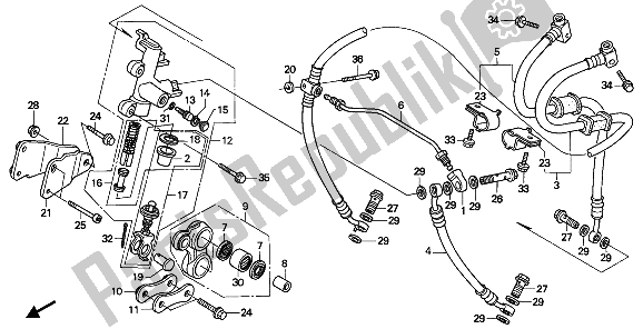 All parts for the Second Master Cylinder of the Honda CBR 1000F 1993