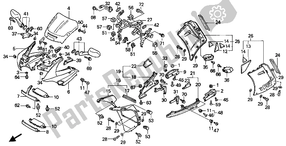 All parts for the Cowl of the Honda VFR 750F 1993