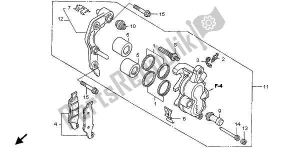 Wszystkie części do Zacisk Hamulca Przedniego Honda CRF 450X 2011