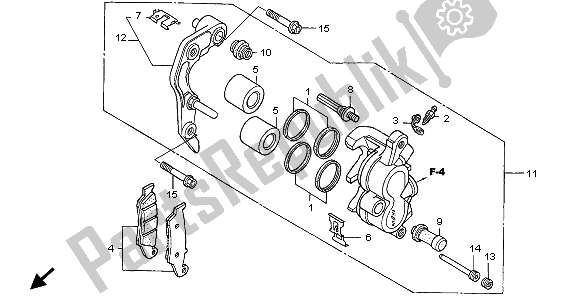 Alle onderdelen voor de Remklauw Voor van de Honda CRF 450X 2011