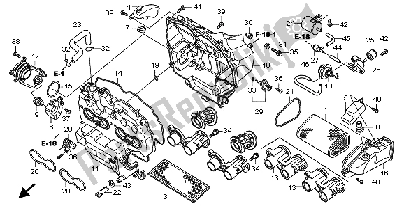 All parts for the Air Cleaner of the Honda CB 600F3A Hornet 2009