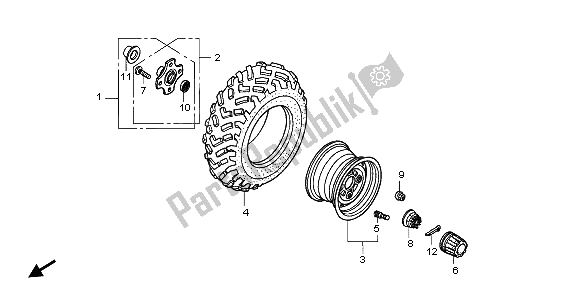 All parts for the Rear Wheel of the Honda TRX 450 FE Fourtrax Foreman ES 2002