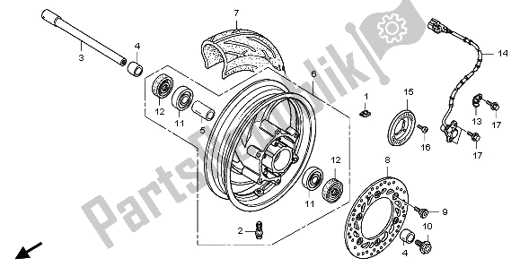 All parts for the Front Wheel of the Honda FJS 400A 2009