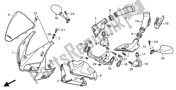 Tutte le parti per il Cappuccio Superiore del Honda CBR 600 RR 2006