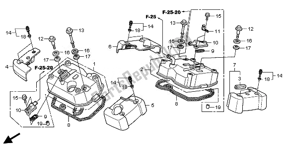 All parts for the Cylinder Head Cover of the Honda VT 750S 2011