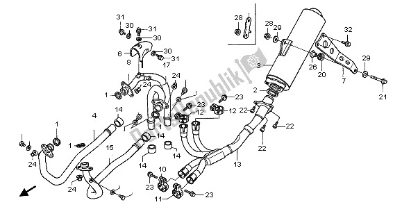 All parts for the Exhaust Muffler of the Honda RVF 750R 1996