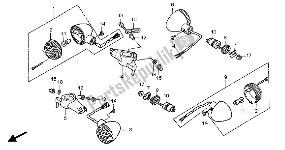 Toutes les pièces pour le Clignotant du Honda VT 125C 2001