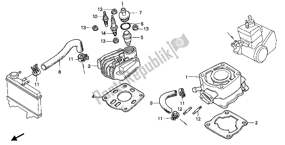 All parts for the Cylinder & Cylinder Head of the Honda NSR 50S 1989