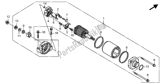 All parts for the Starting Motor of the Honda CBF 600S 2008