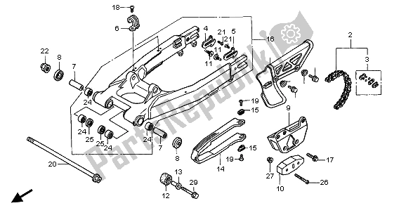 Toutes les pièces pour le Bras Oscillant Et Boîtier De Chaîne du Honda XR 400R 2000